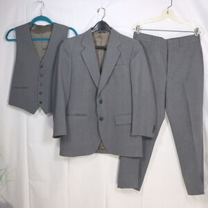 Kuppenheimer 3 Piece Suit Mens 38S Grey Pinstripe Wool Blazer Vest Pants Formal